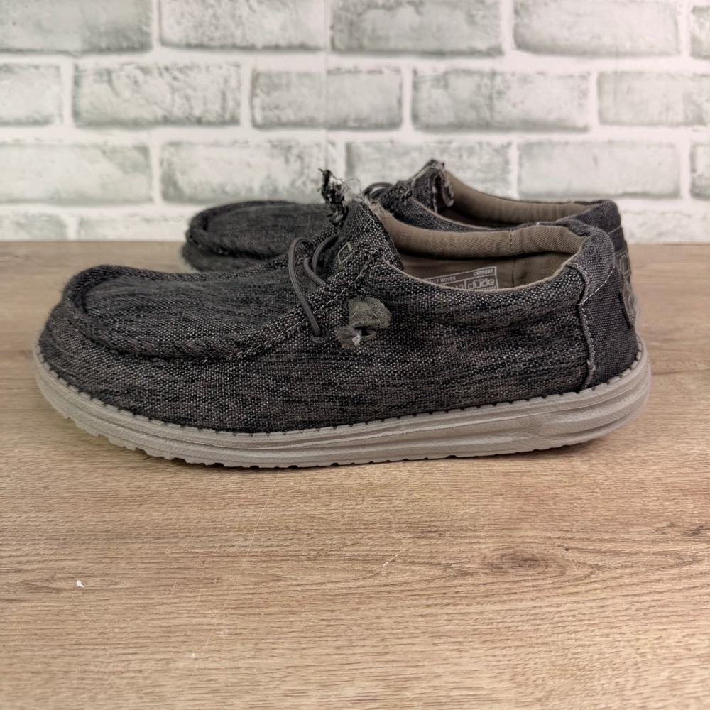 Hey Dude Wally Woven Carbone Loafer Shoes Charcoal Grey Mens 10
